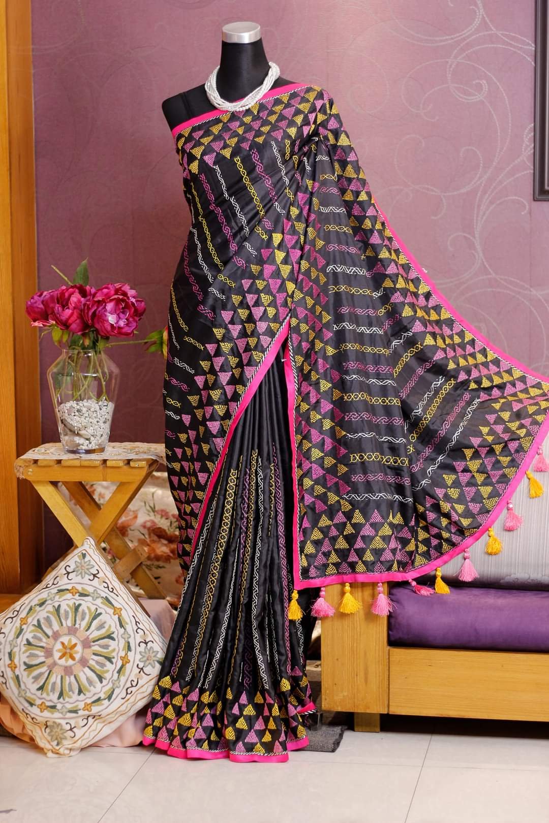 Handstiched silk Sharee